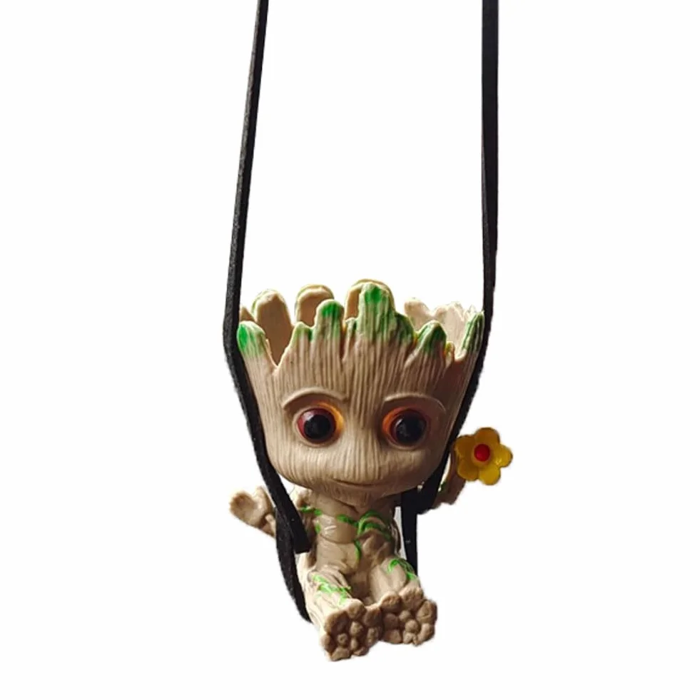 Groot - Ciondolo per specchietto retrovisore auto, albero oscillante, accessori per specchio auto, decorazione da ufficio, micro paesaggio, regalo di compleanno romantico (stile 3)
