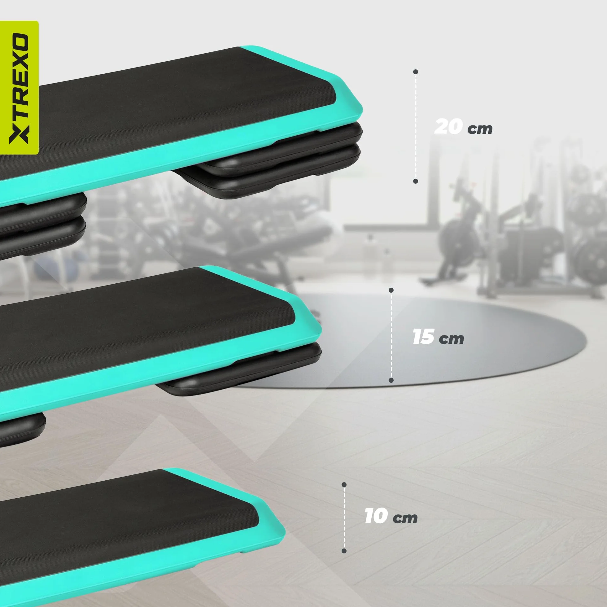 TREXO Step Aerobic Cardio Fitness Altezza Regolabile 10-15-20 cm 109 x 41 cm 250 kg