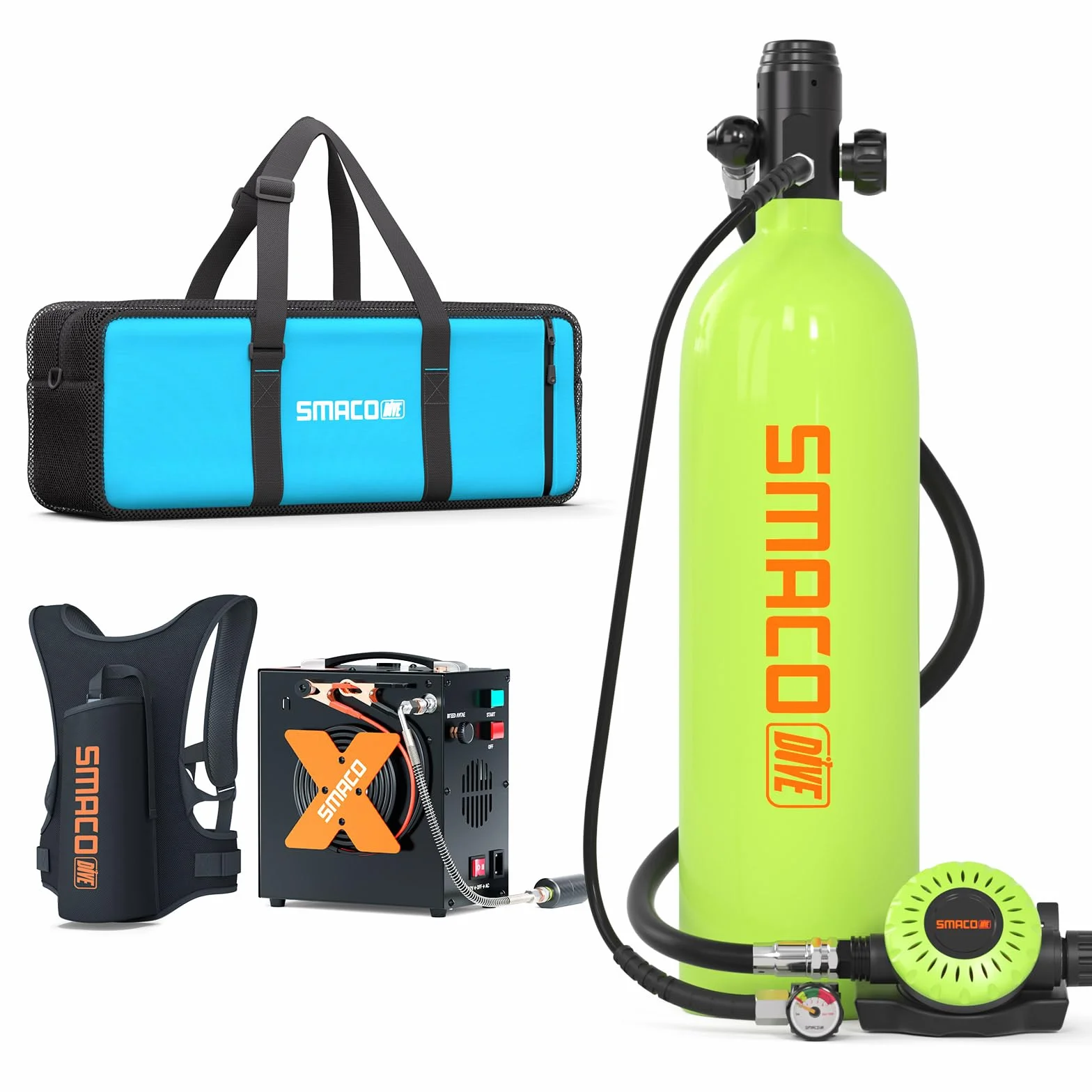 SMACO S700Plus Mini Bombola da Sub 2L Portatile per Immersioni in Acque Basse