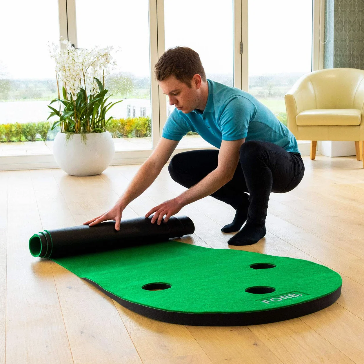 FORB Tappetino Putting da Golf 3 Buche Allenamento Domestico 2 Dimensioni