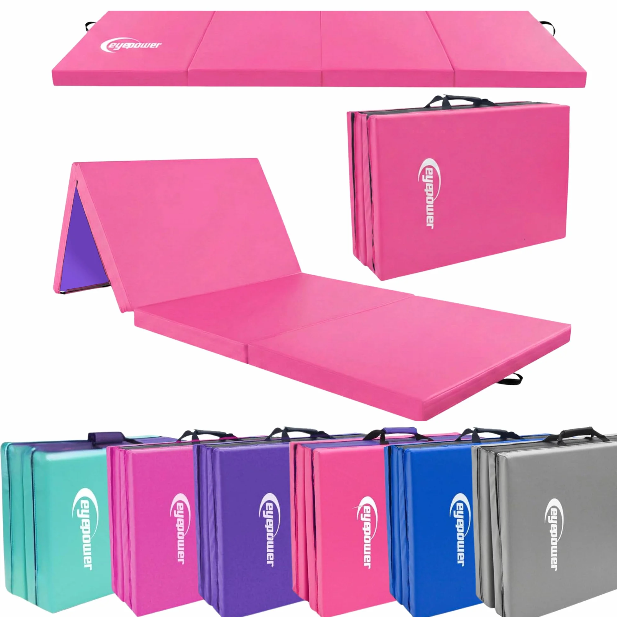 eyepower Tappetino Ginnastica Pieghevole 180x60x5 cm - Materassino Ginnico Spesso - Tappeto per Attività Artistica da Casa - Superficie per Acrobatica Yoga Sport - Tappetini Antiurto per Bambini