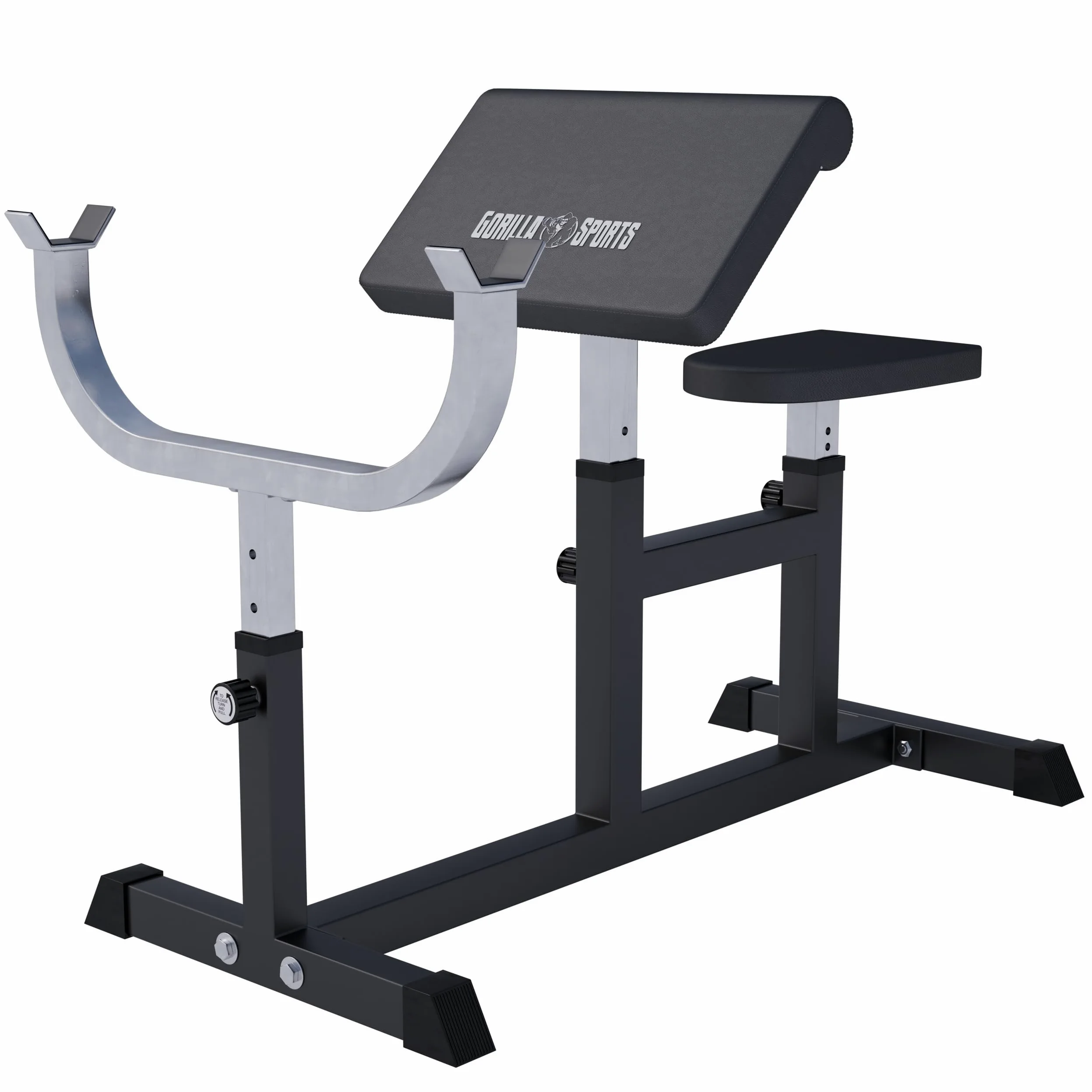 GORILLA SPORTS® Panca Palestra - Regolabile in 5 posizioni, Fino a 200 kg, Piedini Antiscivolo - Panca Scott, per Bicipiti, Tricipiti, Panche Powerlifting, Bodybuilding, Sollevamento Pesi