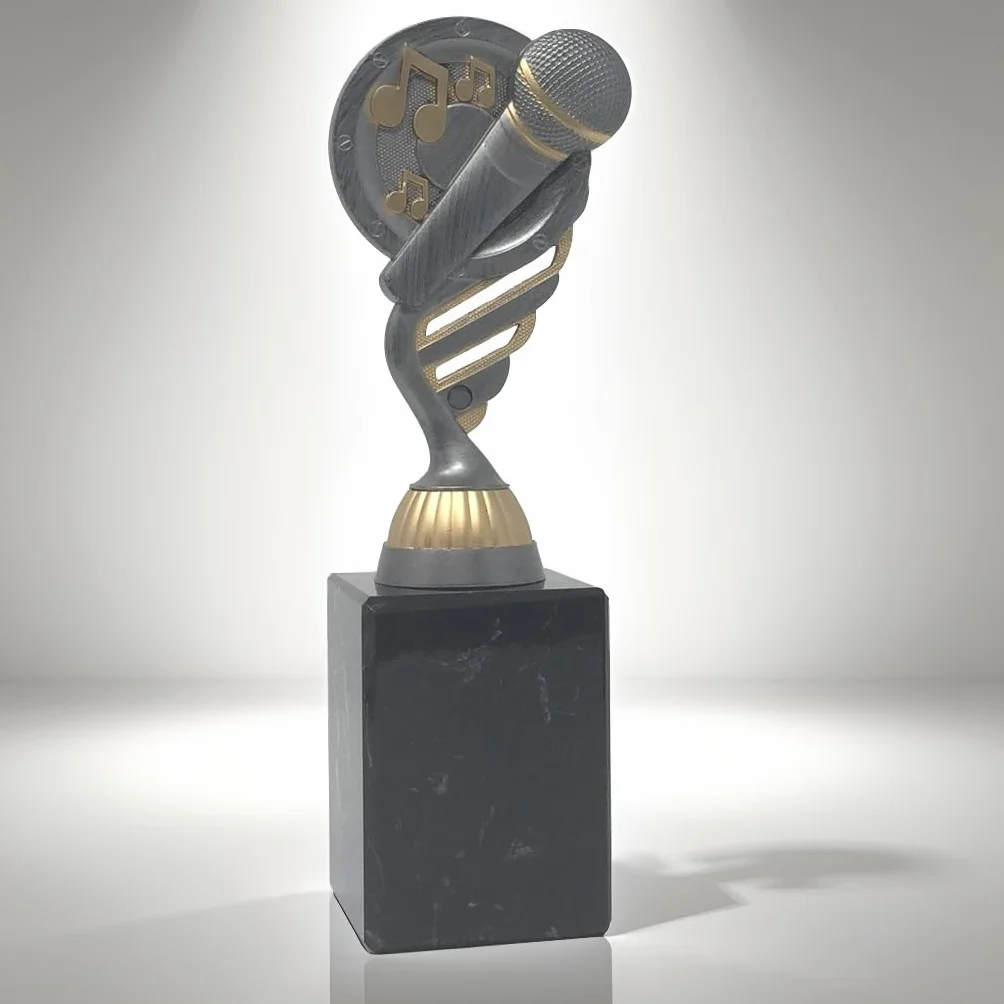 Generico Trofeo Microfono Karaoke h20,5cm Premio Canto Musica Regalo Gare FantaSanremo
