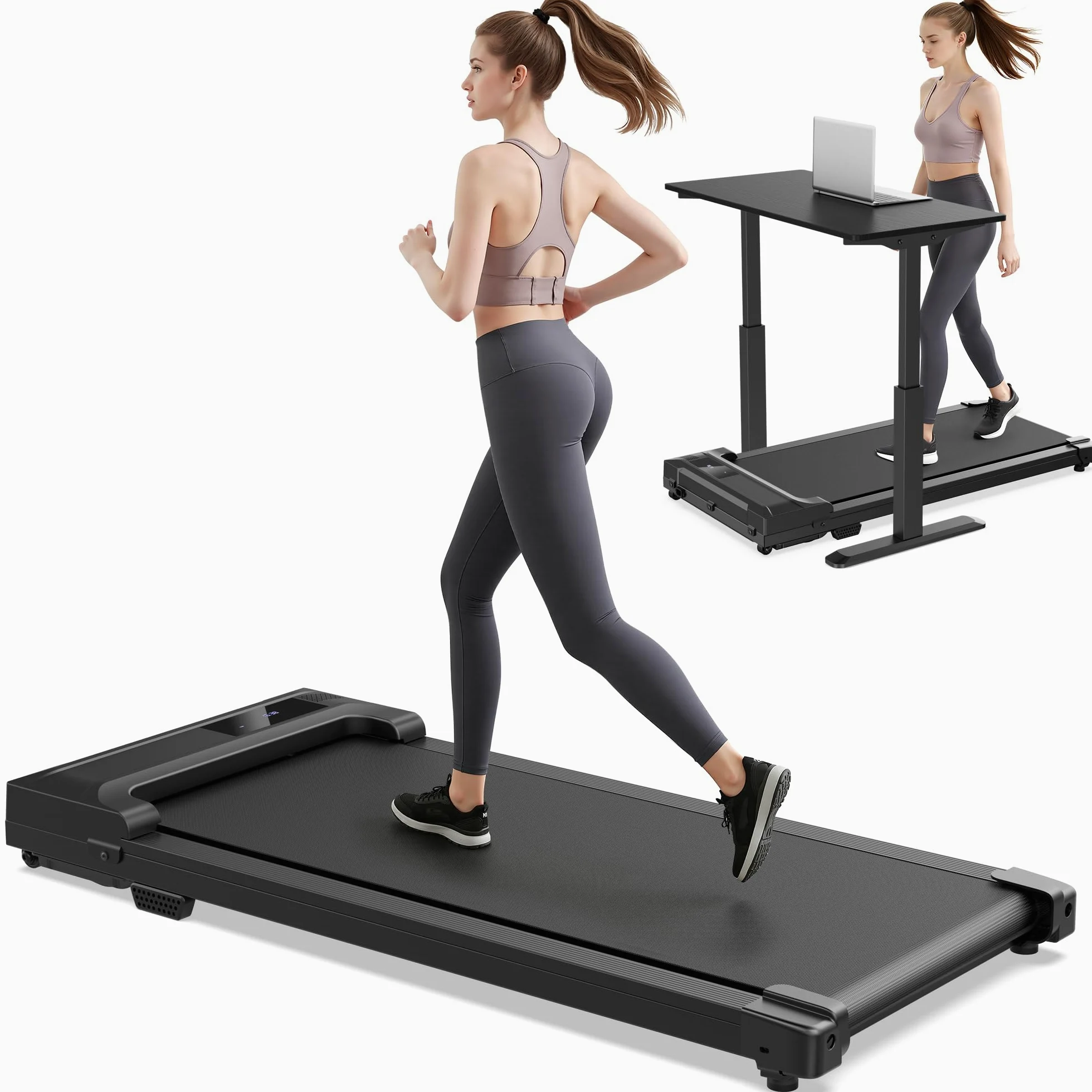 Walking Pad Tapis roulant per la casa – Home Office Tapis roulant Under Desk Tappetino da corsa silenzioso portatile compatto piccolo mini Treadmill indicatore LED pedale Remote Control