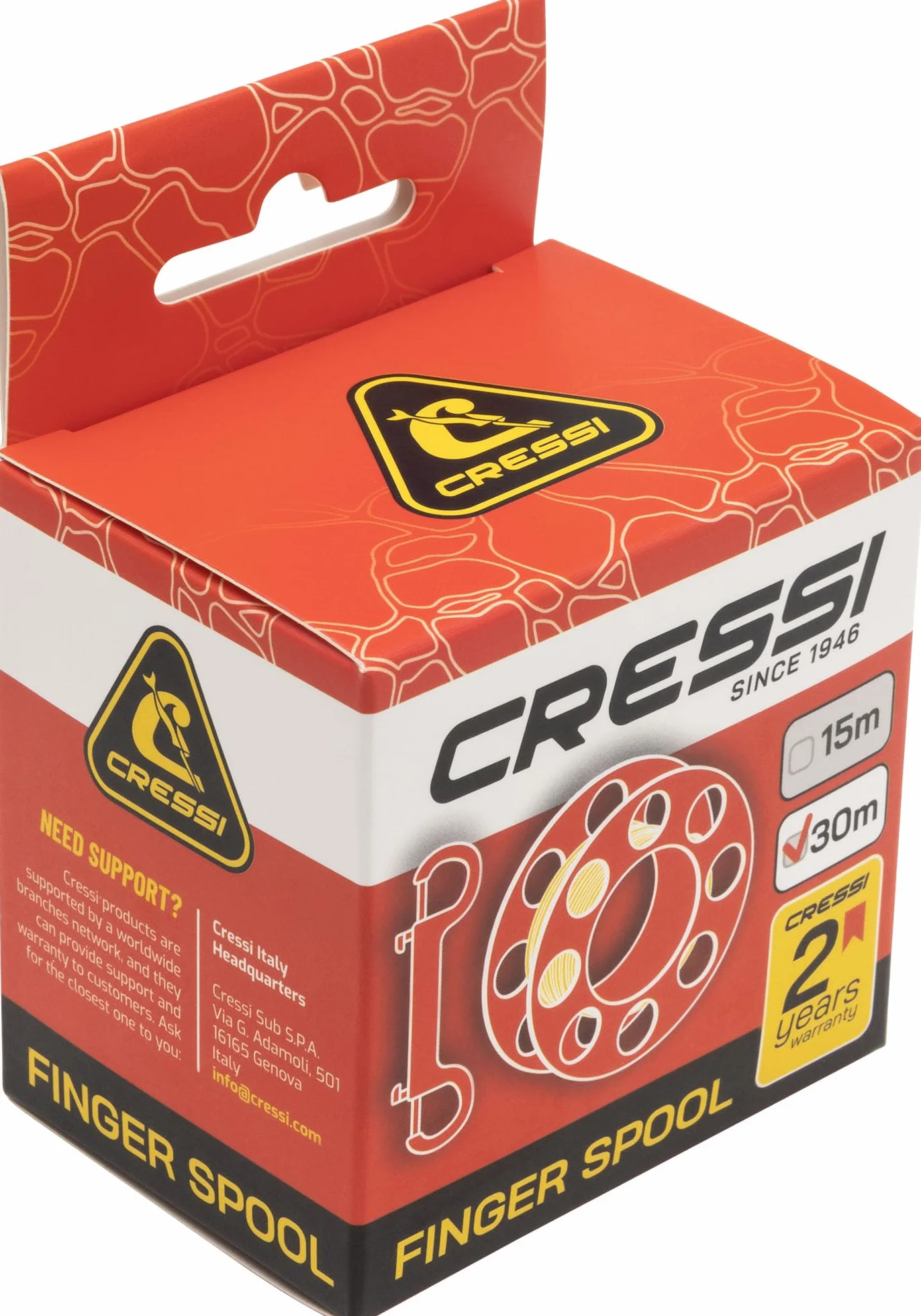 CRESSI Finger Spool w/SS Bolt Snap Black - Bobina Tecnica da Dito Completa di Sagola e Clip Moschettone per Immersioni, Nero