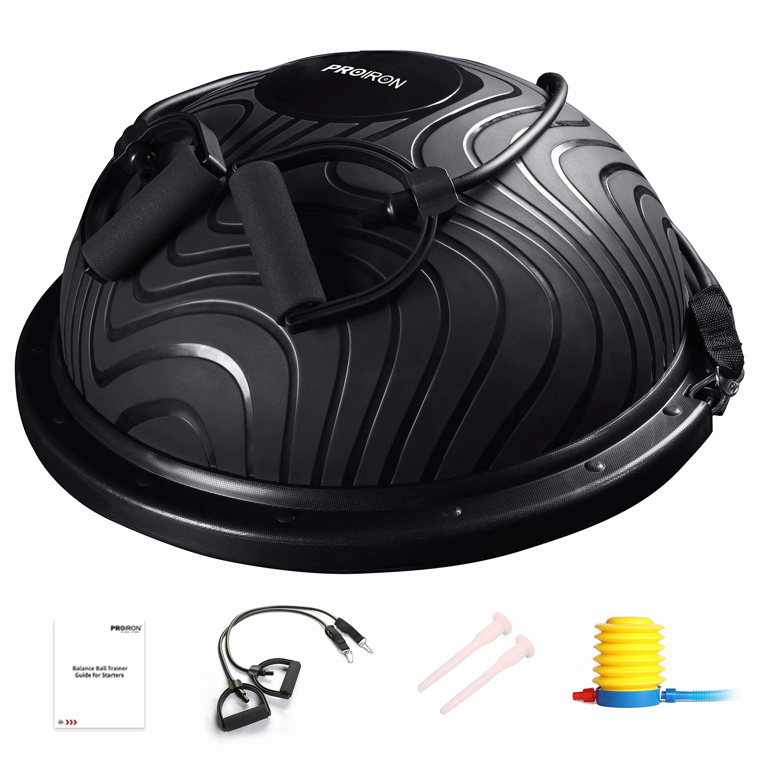 PROIRON Balance Trainer Ball Ø 60cm, Semisfera Equilibrio Fitness Mezza Palla con Cinghie Laterali e Pompa per Fitness Allenamento Bilanciamento del Corpo Fino a 300 kg