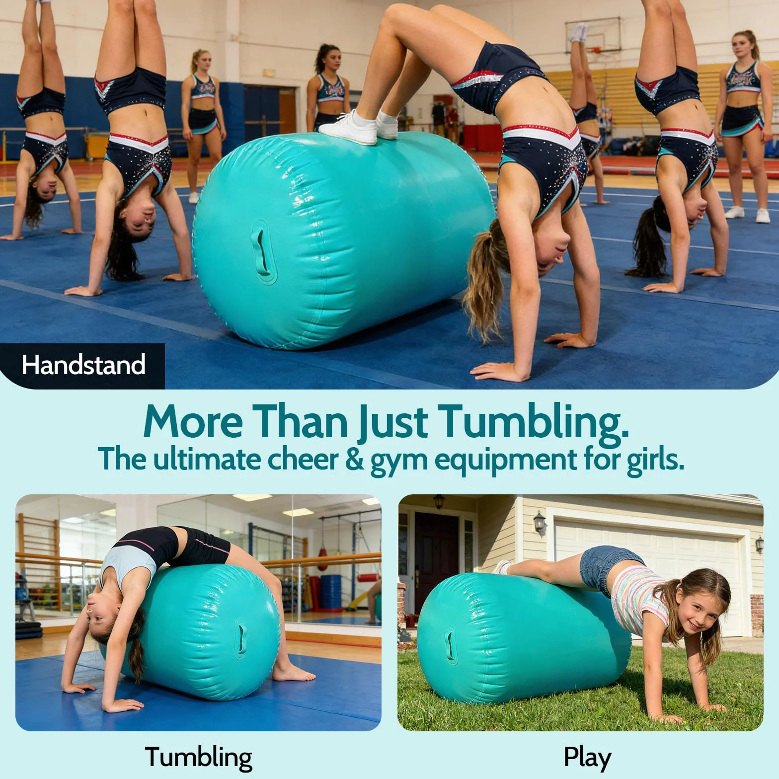 Air Roller Rullo Barile Gonfiabile 120X80cm/120x60cm, PVC Ginnastica Rotolo Tumbling Barrel, Capriola all'indietro allenamento per rotolamento, yoga e cheerleading, con pompa manuale