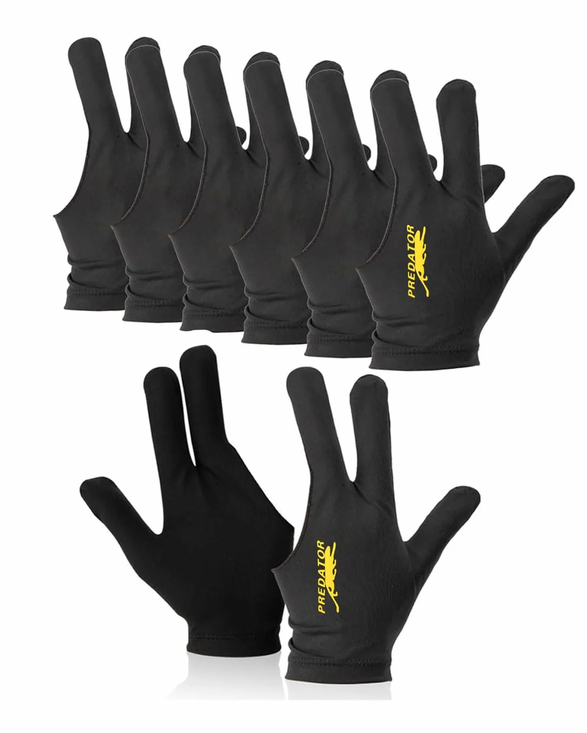 Guanti da Biliardo a 3 Dita 8 Pezzi, Rete Traspirante in Nylon Nero, Accessori da Biliardo
