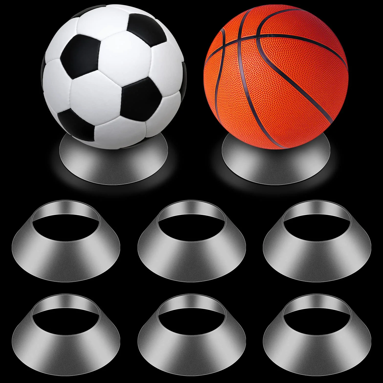 Supporto per Pallone Memorabilia Piedistallo per Sfera Stand Espositore per Porta Palla 6 Pezzi Trasparente