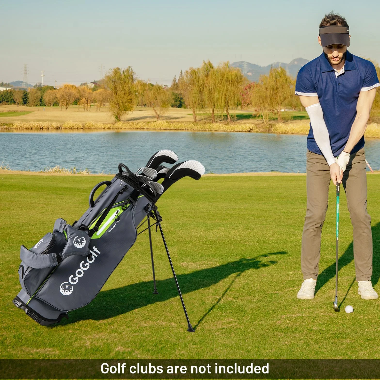 LIFEZEAL Borsa da golf leggera con 8 scomparti e 5 tasche, portaombrello, custodia antipioggia