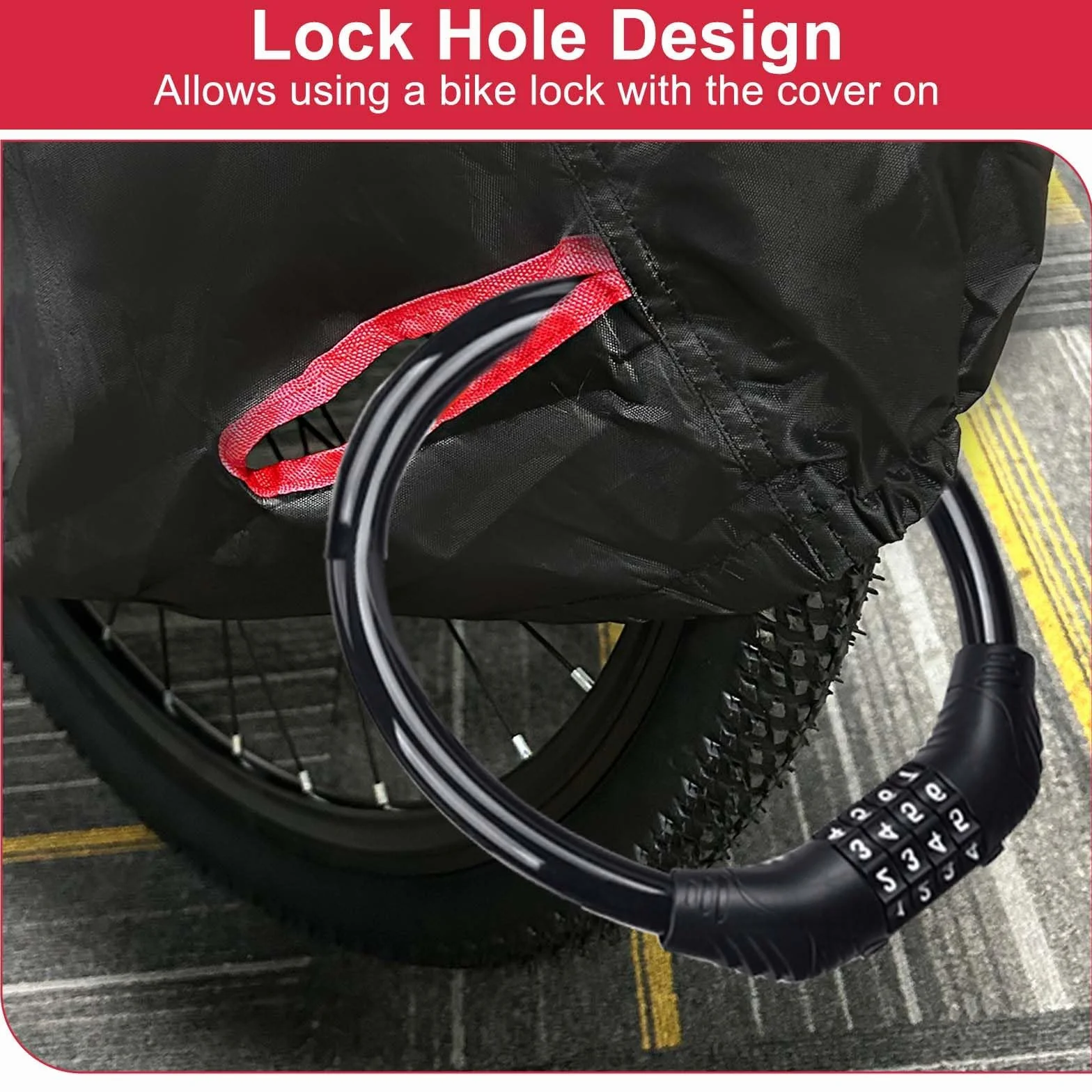 Copri Bicicletta da Esterno Impermeabile 210D Oxford 200 x 110 x 70 cm con Fori per Lucchetto