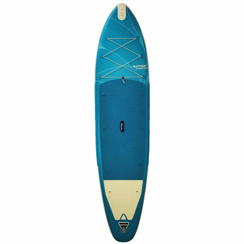 Wattsup - SUP Stand Up Paddle Gonfiabile MARLIN 12'5-378x89x15 cm, Dropstitch - Pacchetto completo: Remo 2in1, Leash, Pompa, Borsa di Trasporto - Fino a 185 kg - Blu