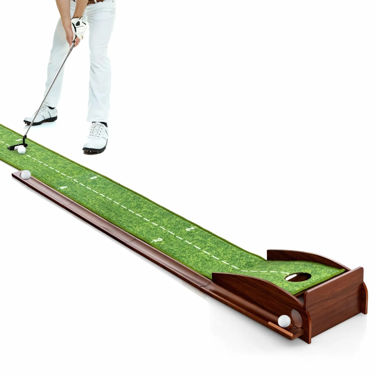 LIFEZEAL Golf Putting Mat, Tappetino da Golf con Ritorno Automatico, 3 Palline, per Interni ed Esterni