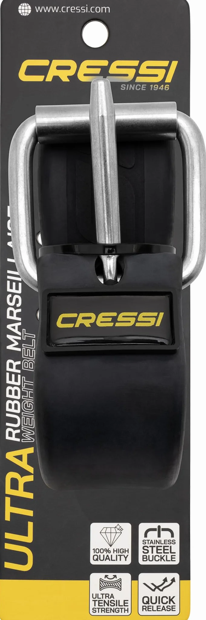 CRESSI Marseillaise Ultra Belt 4mm Cintura in Pura Gomma per Immersioni e Apnea