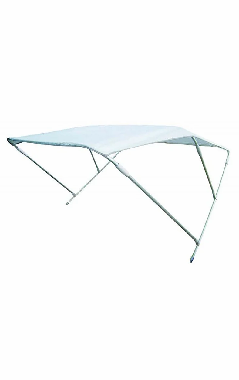 Capottina Parasole Tendalino Pieghevole in Alluminio a 3 Archi per Barca Gommone Telo Resistente Bianco Altezza 140 cm Larghezza 150 cm