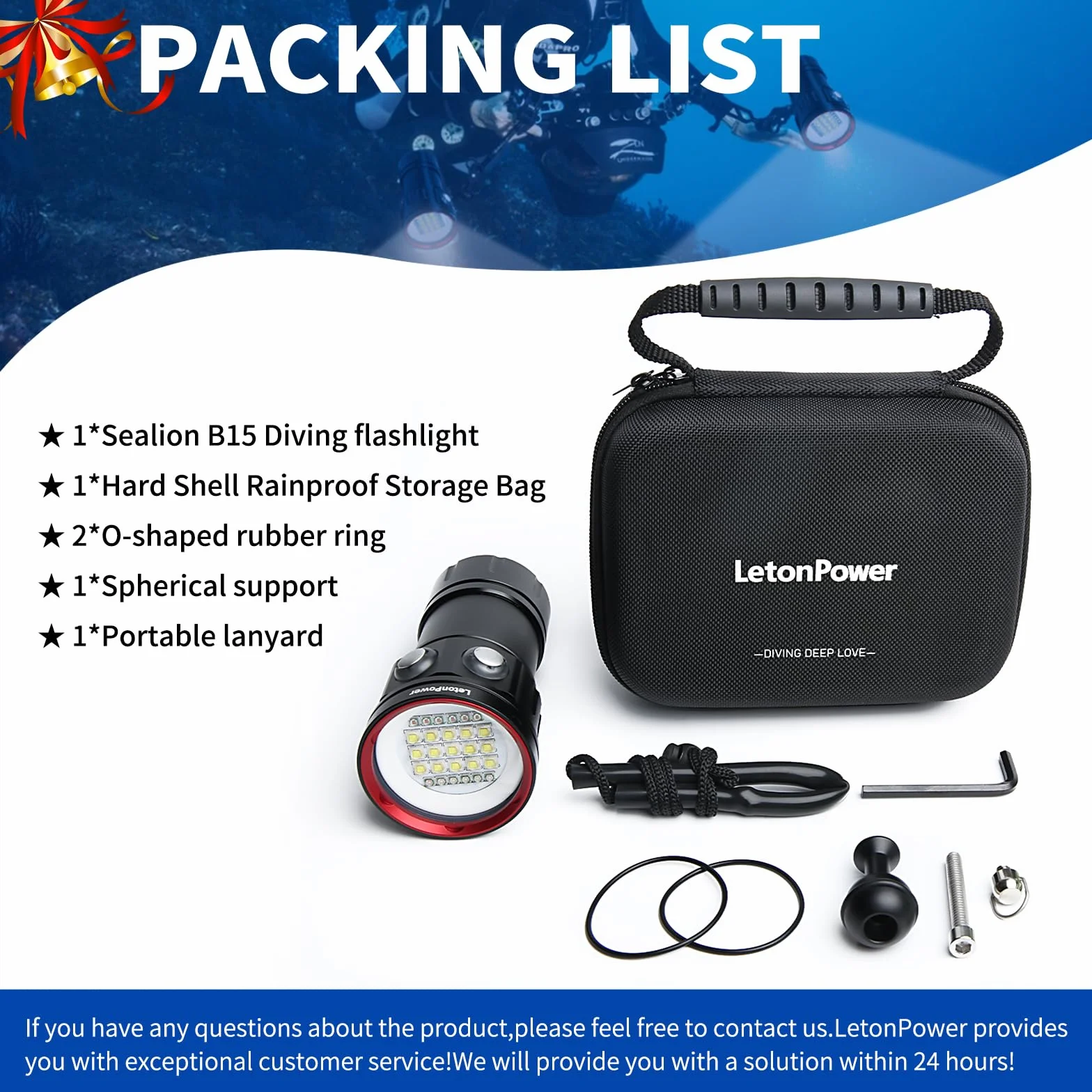 Torcia subacquea 8000Lumens 80m Video Light Scuba Dive Light