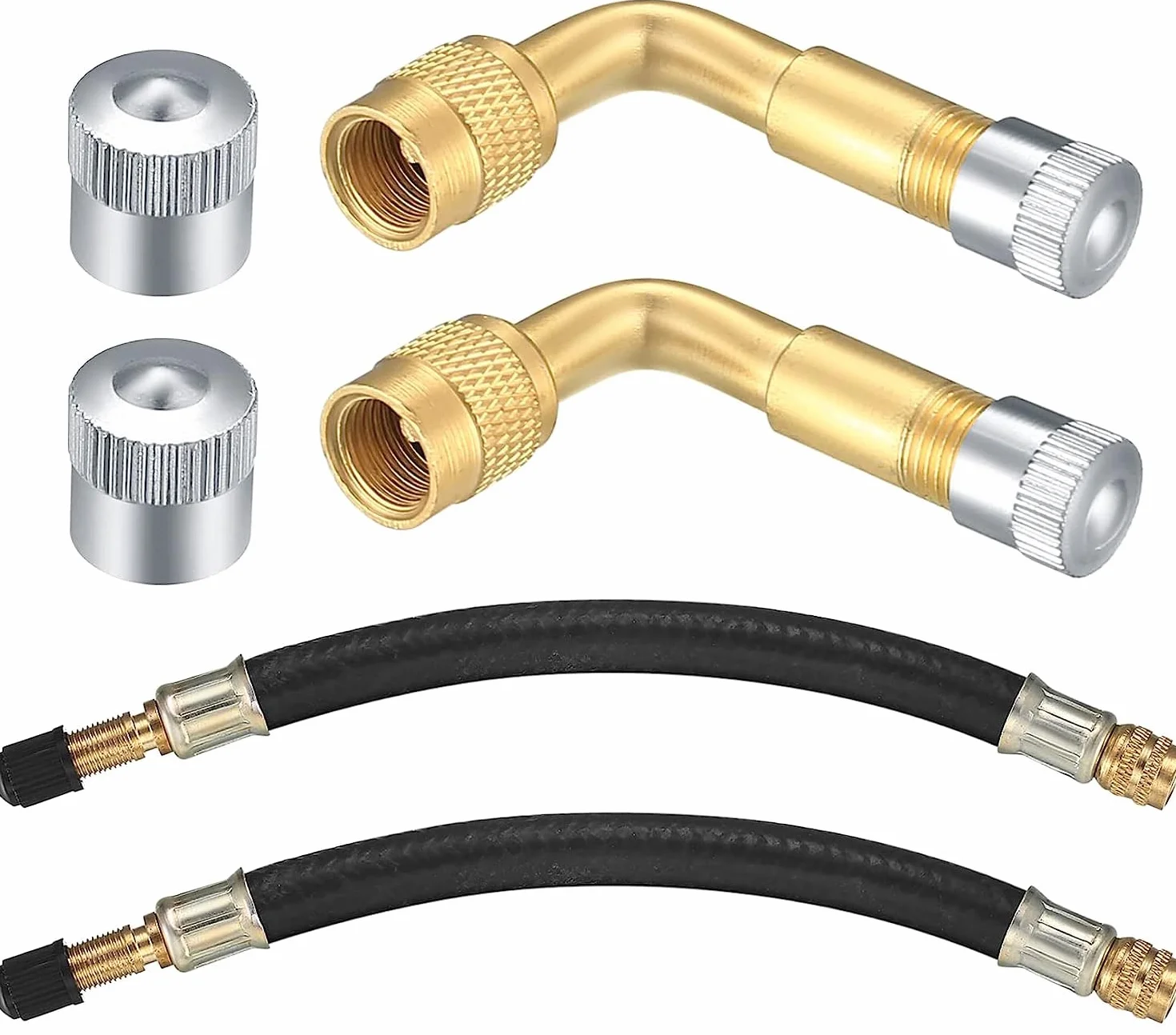 Prolunga Valvola Pneumatico in Gomma Flessibile 180 mm, Estensione della Valvola per Pneumatici di Valvola per Auto, Camion,Moto, Bic per Pneumatici, Valvola Angolo di 90 Gradi