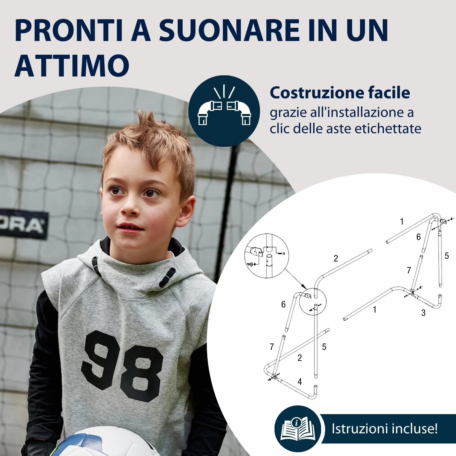Hudora Hornet 180 Football Goal with Goal Wall Outdoor Weatherproof for Children Adults