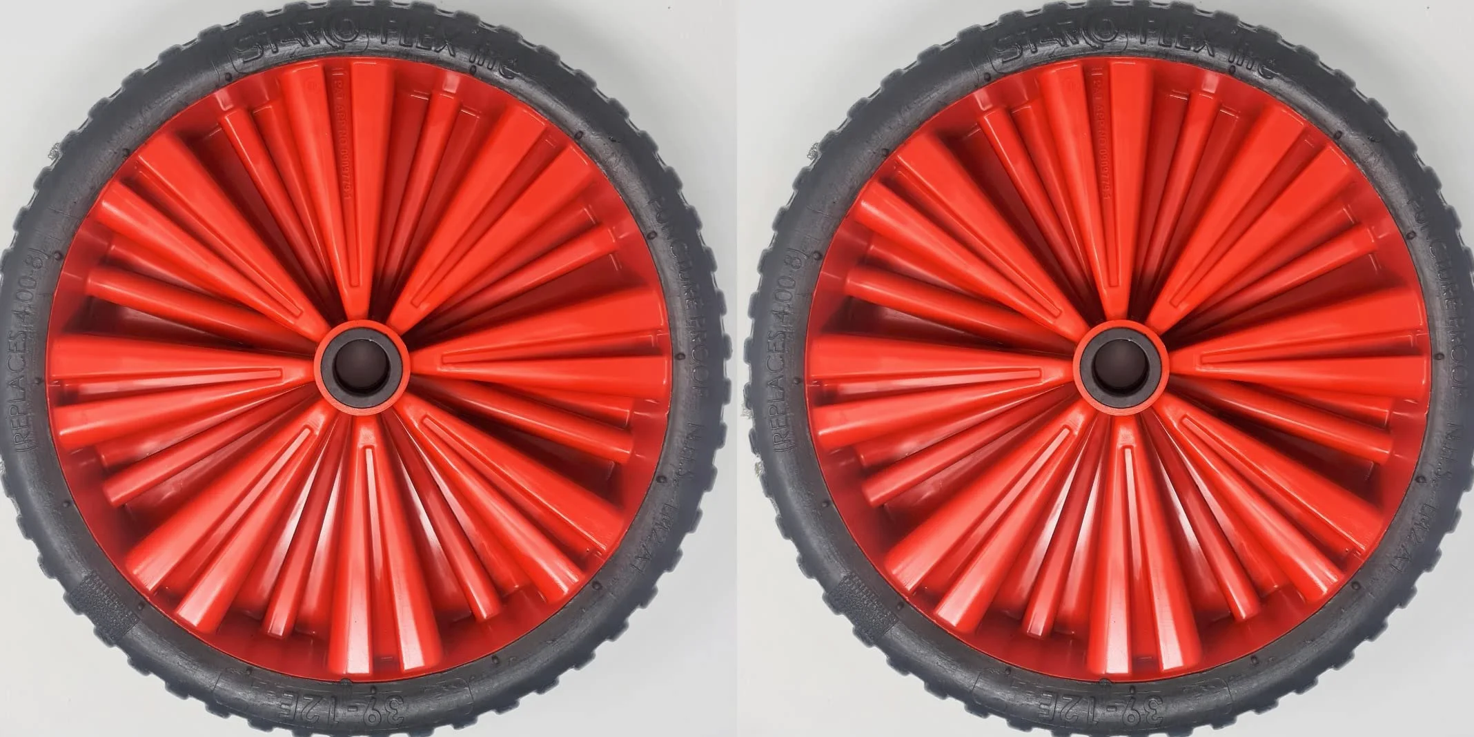 Ruota per carrello da lancio (372 mm) (venduto in coppia) per canottaggio, zaffa, tender, barca a vela da 26 mm (rosso)