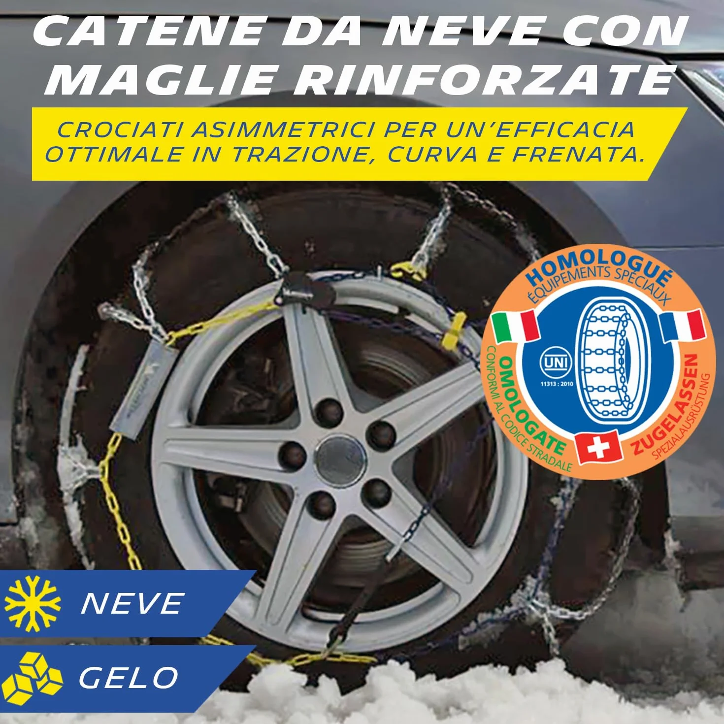 MICHELIN Catene da Neve Extrem Grip Automatic 130 9mm Maglie Rombo ABS ESP Montaggio Rapido