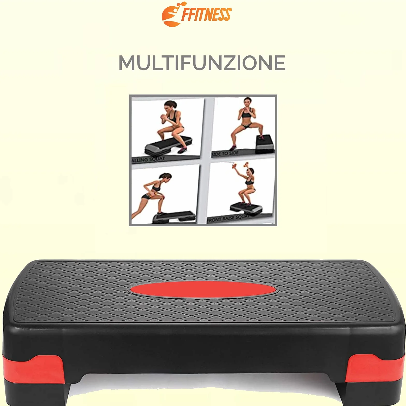 Fitness Step Multifunzione per Aerobica Tapboard Banco a Gradini Regolabile 2 Altezze Superficie Antiscivolo