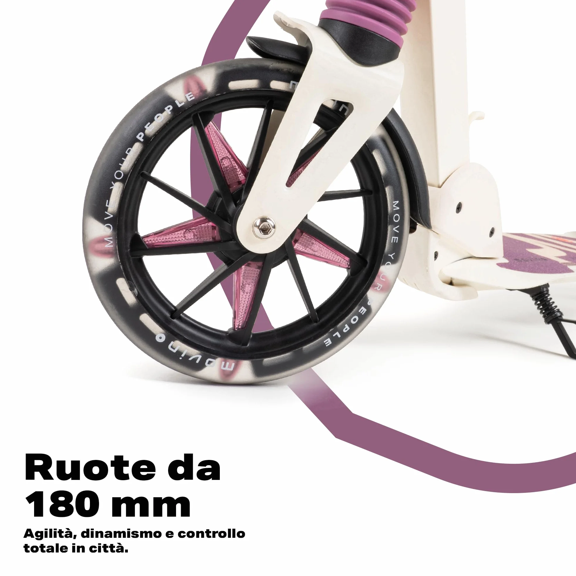 Movino Monopattino Urbano Pieghevole Scooter Ruote LED 180 mm Manubrio Regolabile 100 kg City Light