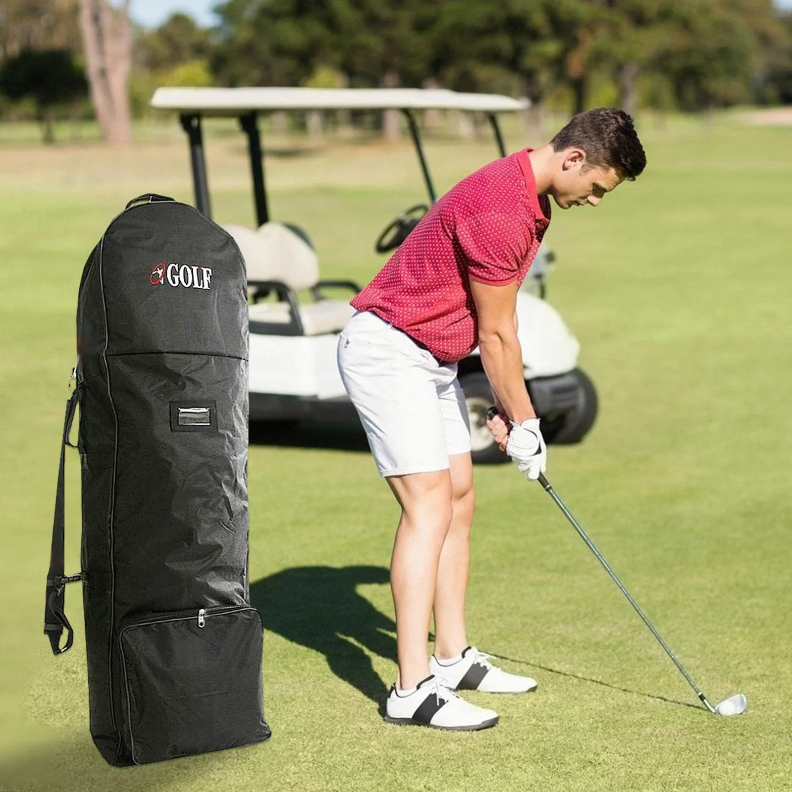 Teksome Borse da Viaggio da Golf - Sacca da Golf da Viaggio con Ruote | Poliestere 600D, Cinturino Regolabile, Custodia da Viaggio per Mazze da Golf, da Viaggio per compagnie aeree