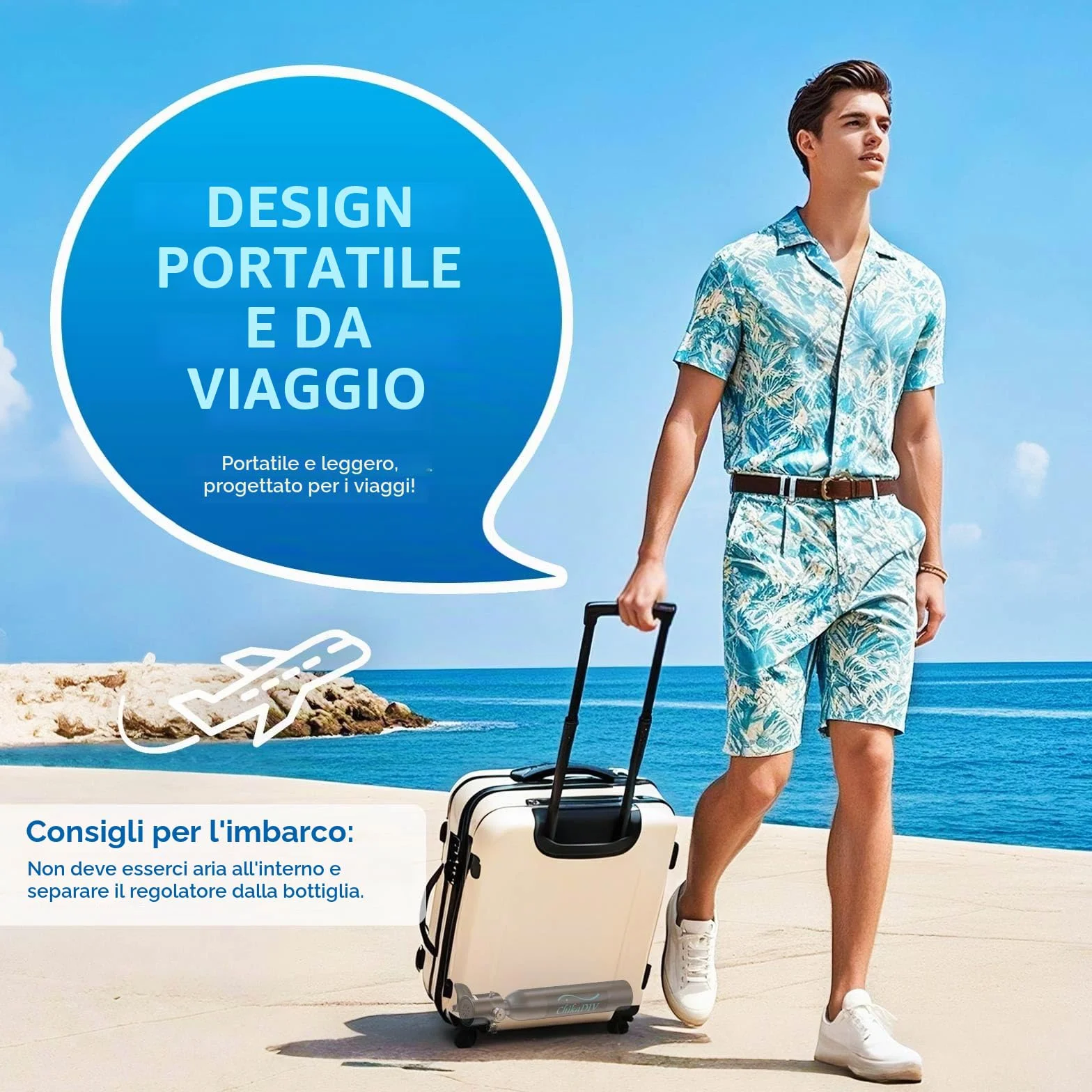 Mini Bombola Ossigeno Subacquea C300 0.5L Alluminio Aeronautico 5-10 Min Portatile Snorkeling