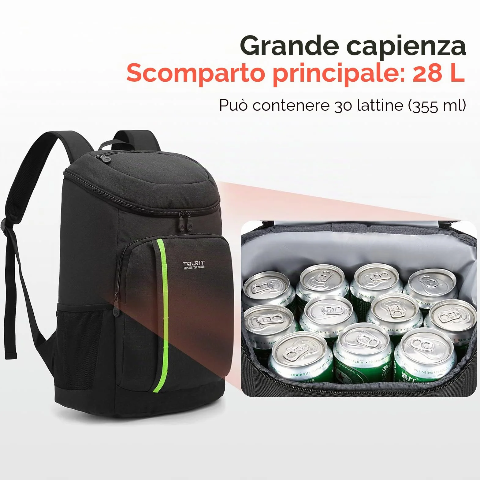 TOURIT Borsa Termica Frigo 28 L Isoterma Campeggio Picnic