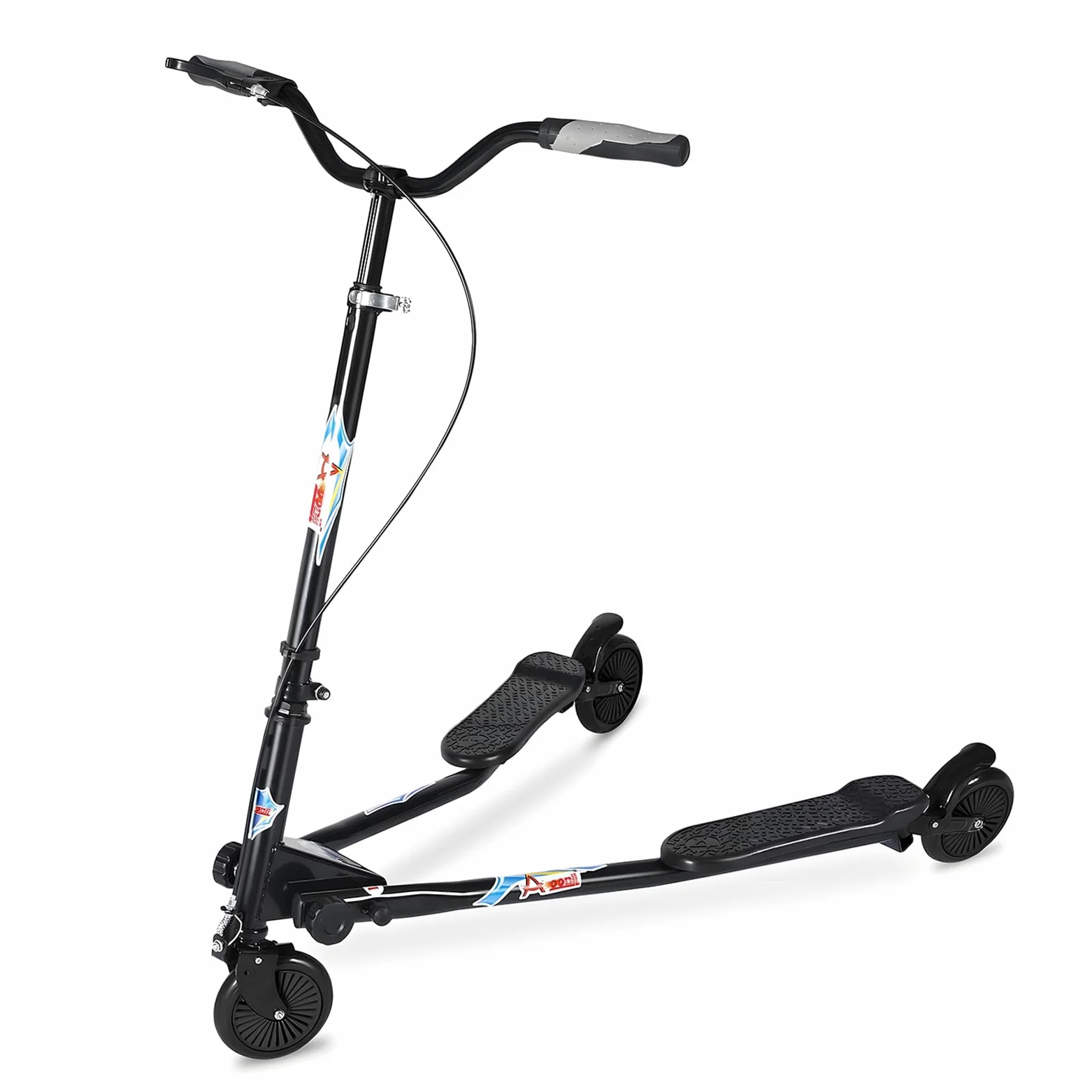 Monopattino Swing, Monopattino Pieghevole a 3 Ruote, con 4 Livelli di Regolazione Dell'altezza, Ruote da 200 mm e Pedale Antiscivolo, Scooter da Drift per Ragazzi/Ragazze/Adulti