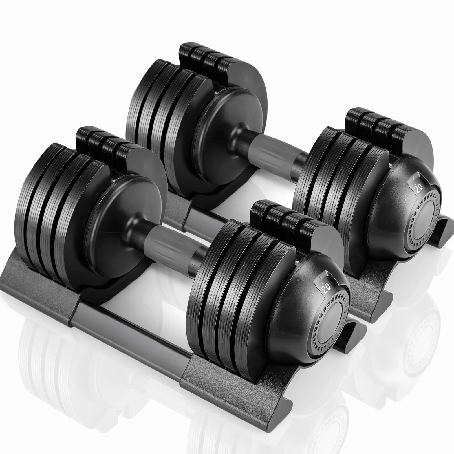 Manubri Regolabili 10kg 20kg 24kg, Set Manubri Componibili con 5 Pesi in 1, Manubri Regolabili Salvaspazio per Allenamento a Casa