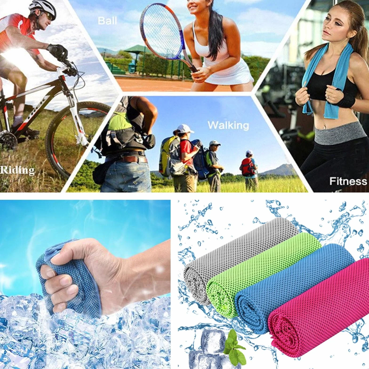 Asciugamani di raffreddamento in microfibra 100x30 cm per sport, golf, yoga, campeggio