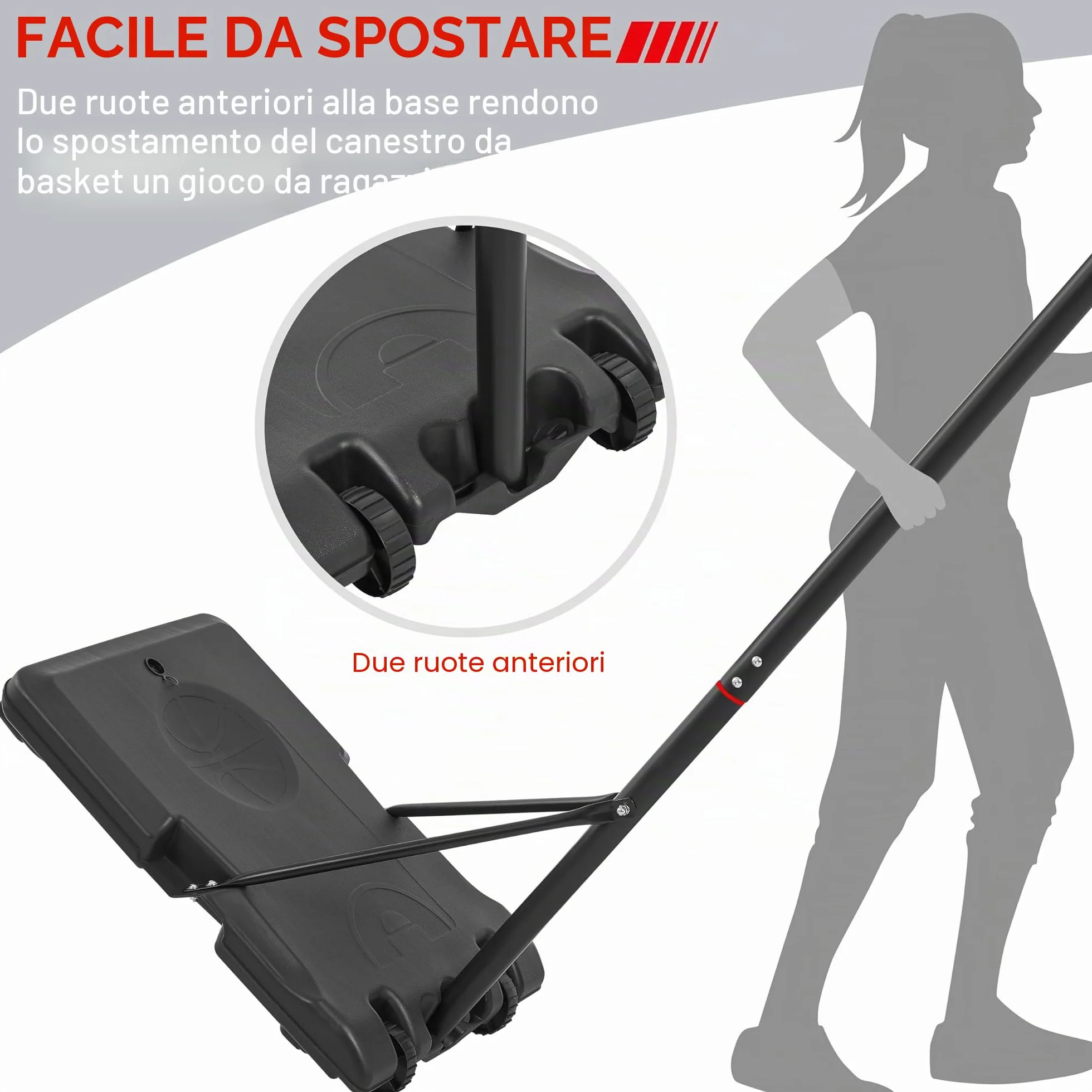 Yaheetech Canestro Basket Esterno Interno in HDPE e Metallo con Colonna Tabellone Canestro