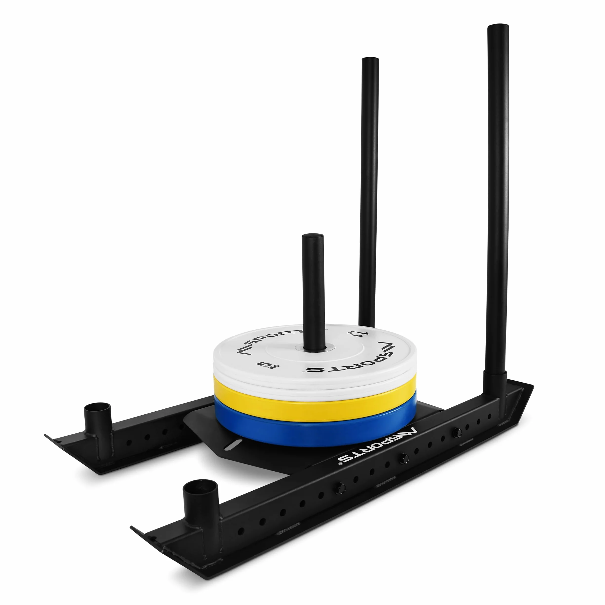 MSPORTS Slitta per Pesi Premium - Power Sled, Slitta da Sprint e Traino, Allenamento ad Alta Forza, Esercizi di Pressione e Trazione, Nero