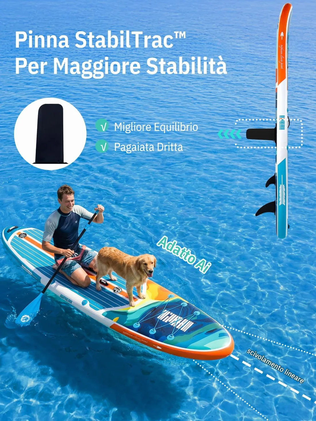 Niphean SUP Gonfiabile Adulti 320cm Paddle Board Capacità 200kg per 2 Persone con Accessori