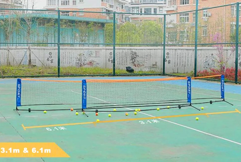 Rete da Tennis Portatile 3-6 Metri Standard per Allenamento Match Senza Telaio Badminton 6.1M