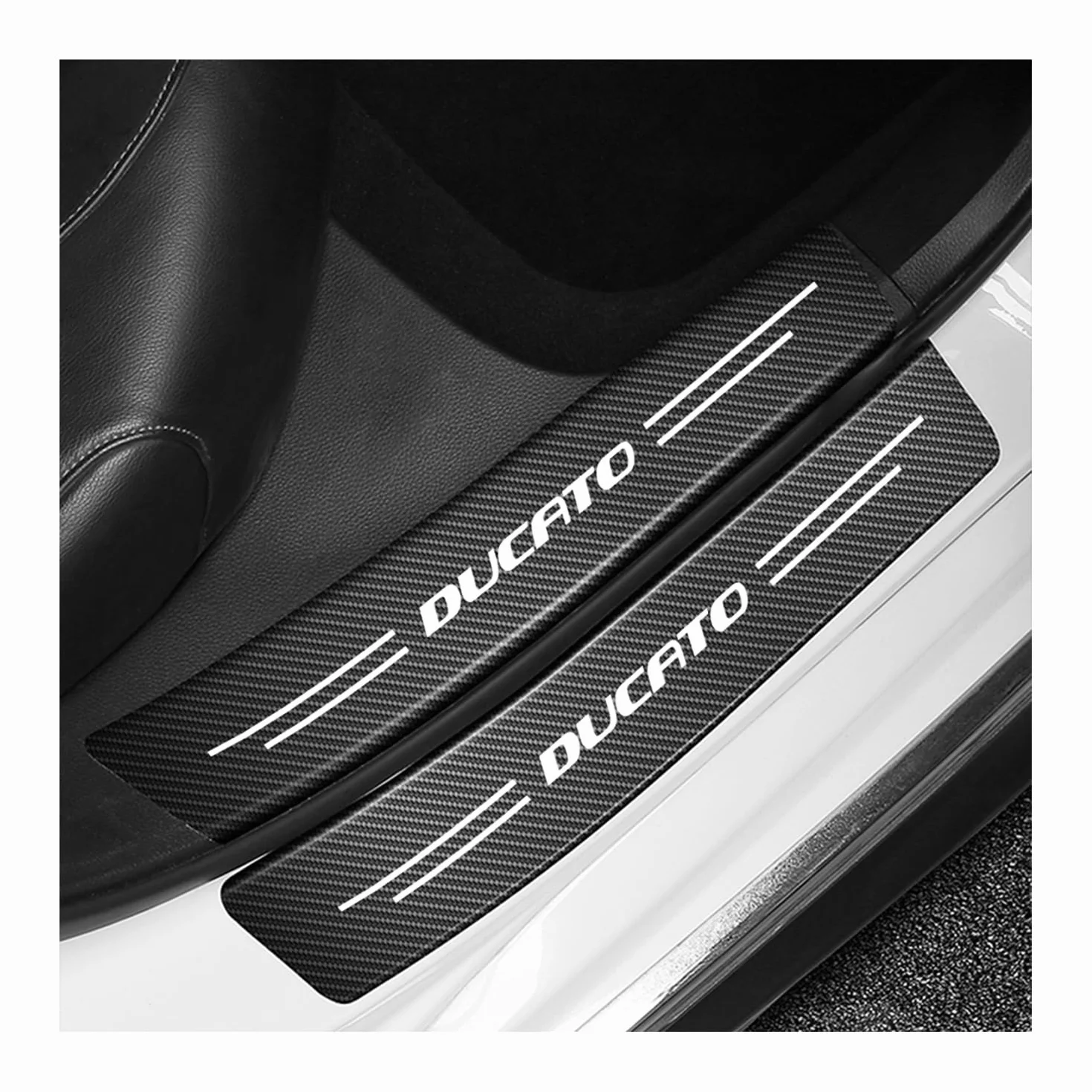 Generico 4 Pezzi Auto Fibra di Carbonio battitacco Protector Sticker per Fiat Ducato, Anti-Graffio Scuff Adesivi Styling Protezione Accessori