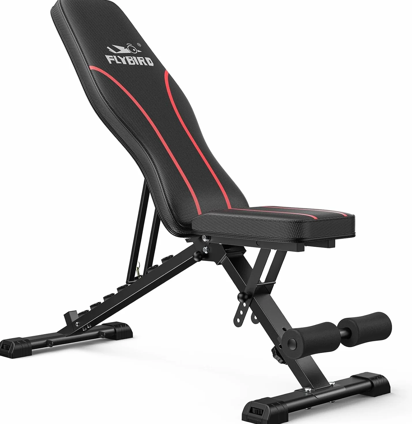 FLYBIRD Panca Palestra Multifunzione, Panca Regolabile con 8 Angoli e 3 Altezze dei Piedi, Capacità 300~318 kg, Piana/Inclinata/Declinata/Verticale per Allenamenti a Corpo Intero a Casa e in Ufficio