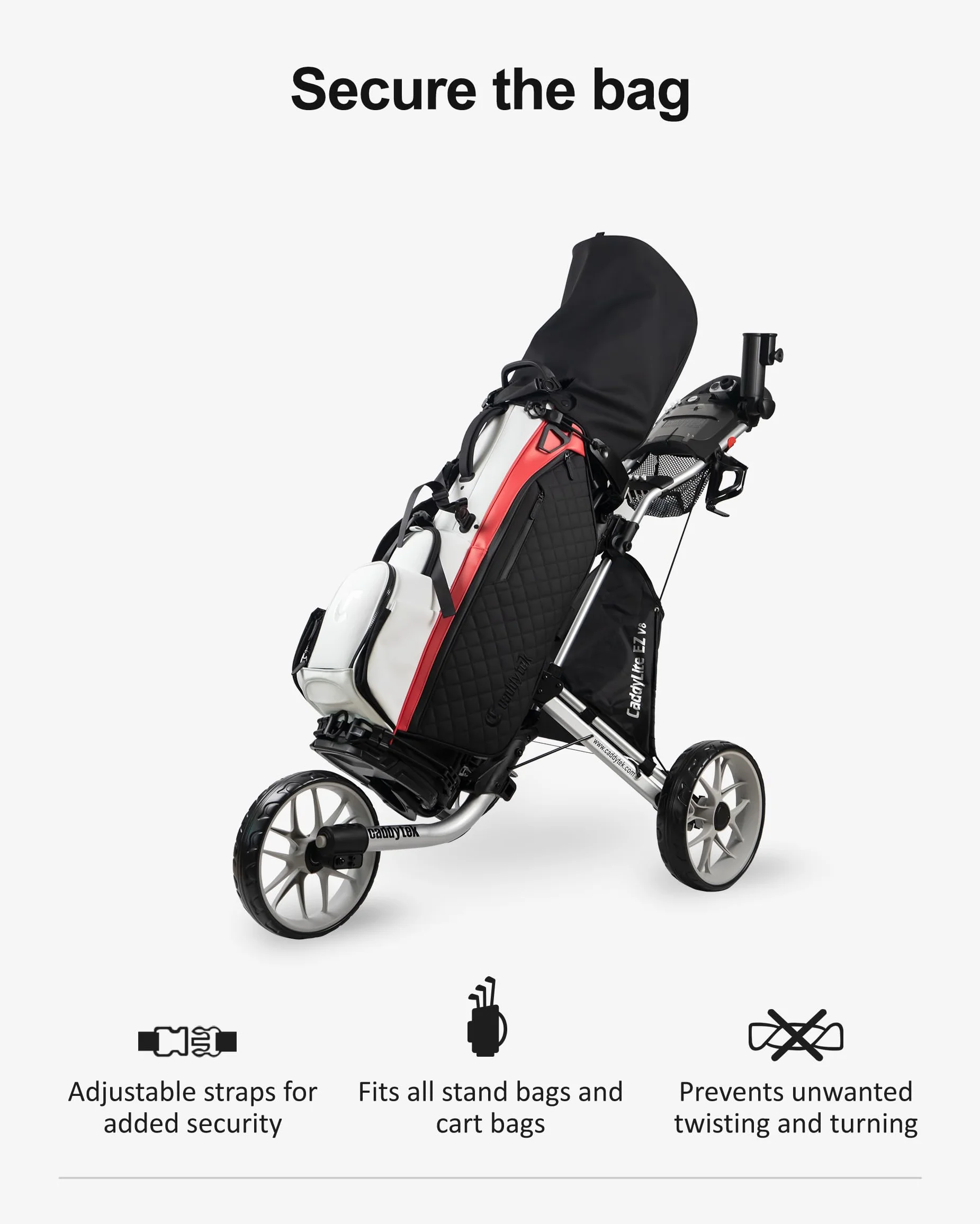 Caddytek CaddyLite EZ V8 Carrello da golf a 3 ruote pieghevole leggero con freno a pedale