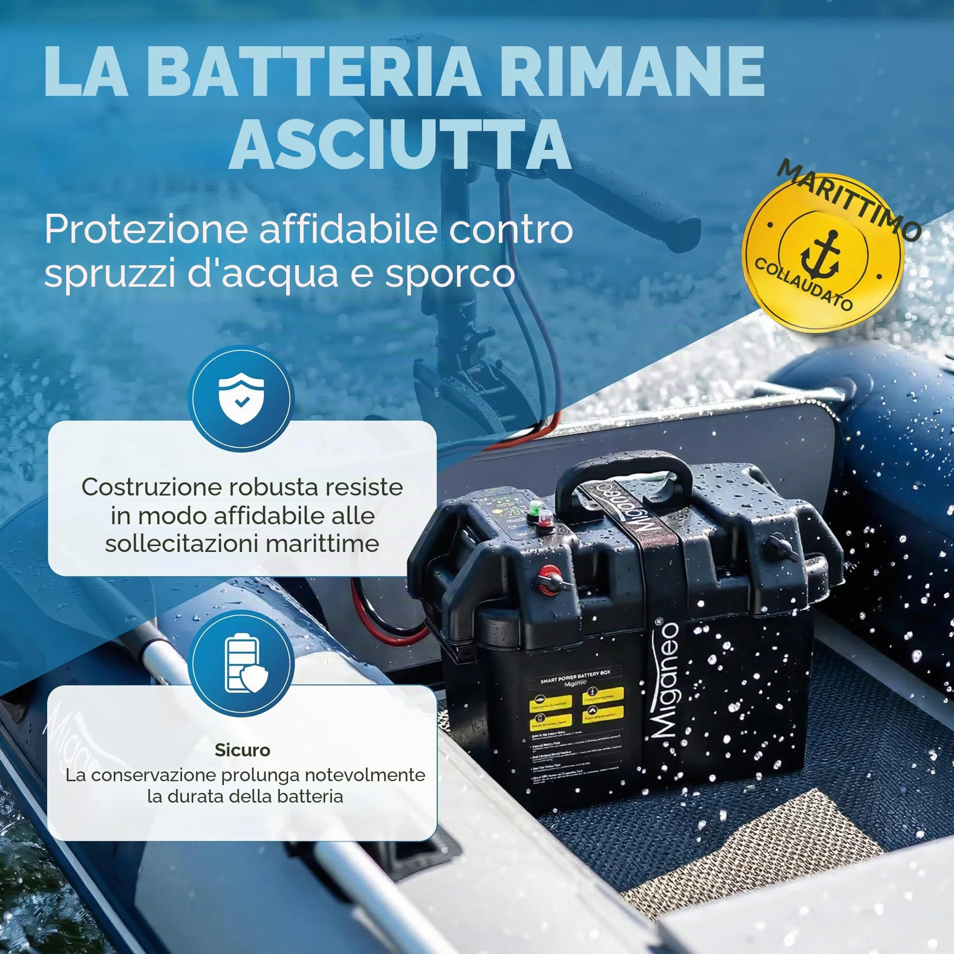 Miganeo Motore Elettrico Barca TRS 68 lbs 768W 12V Fuoribordo Acqua Salata LED 5 Marce Avanti 3 Retromarce