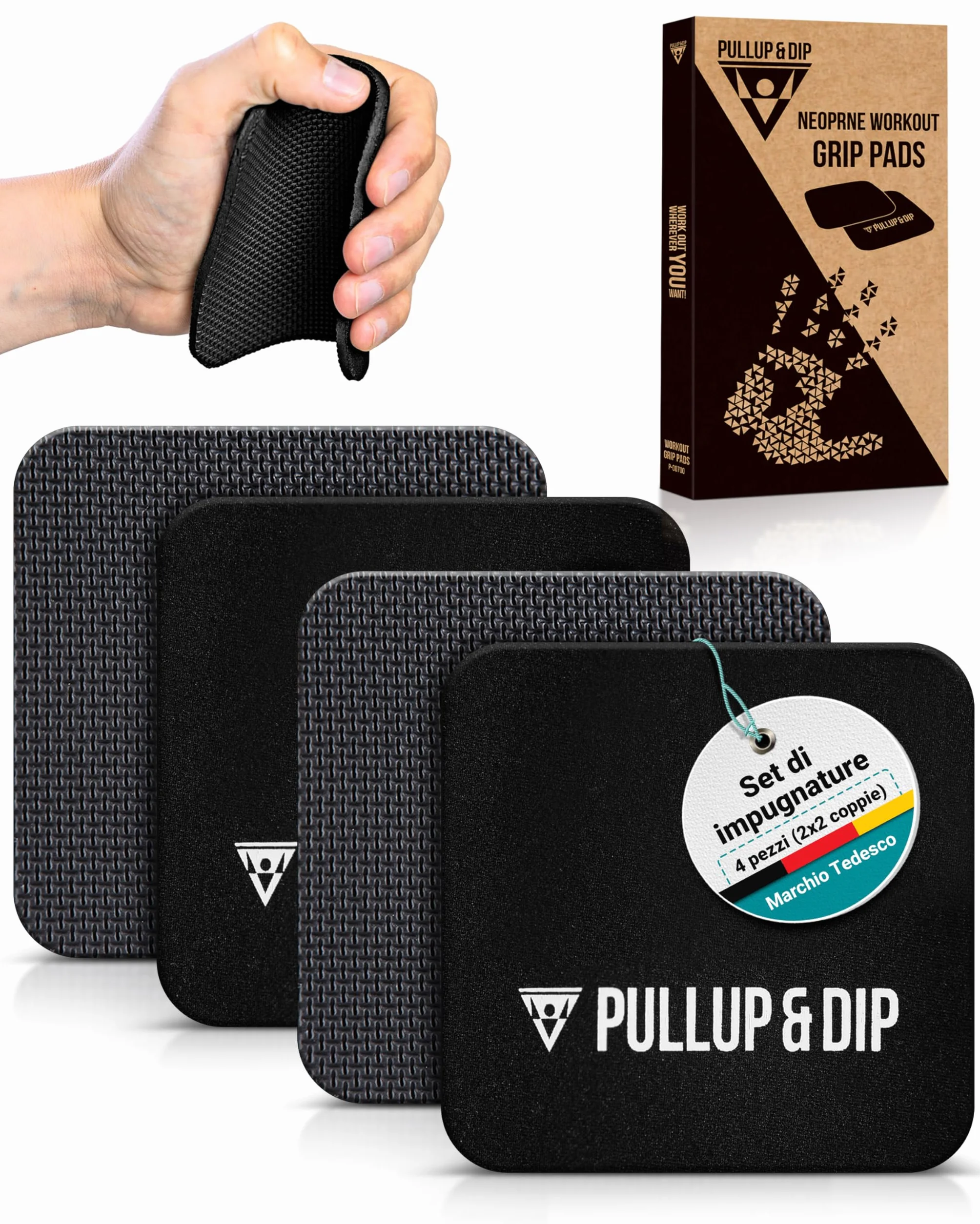 PULLUP & DIP Set di 4 cuscinetti in neoprene per trazioni, fitness e bodybuilding