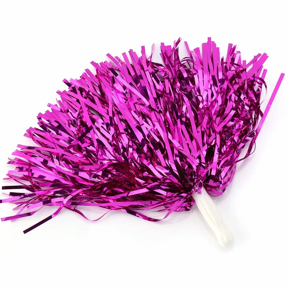 Pompon per cheerleading 6/12 pezzi a forma di fiore appeso con pellicola metallica