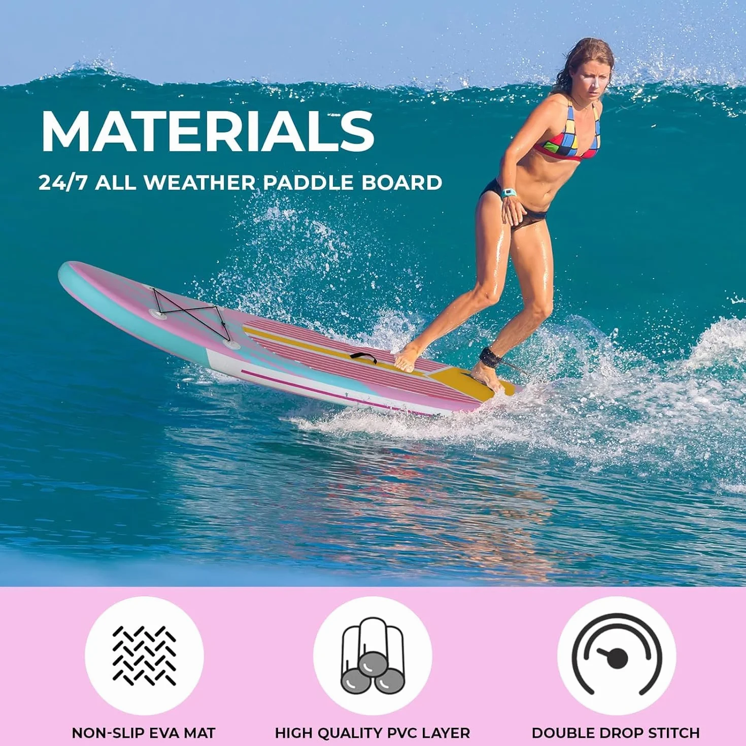 Tavola Sup Gonfiabile Adulti, 305 x 76 x 15 cm - Stand Up Paddle Board Gonfiabile con Grande Stabilità per Tutti I livelli Di Abilità, Per Yoga Touring Pesca, 200 kg