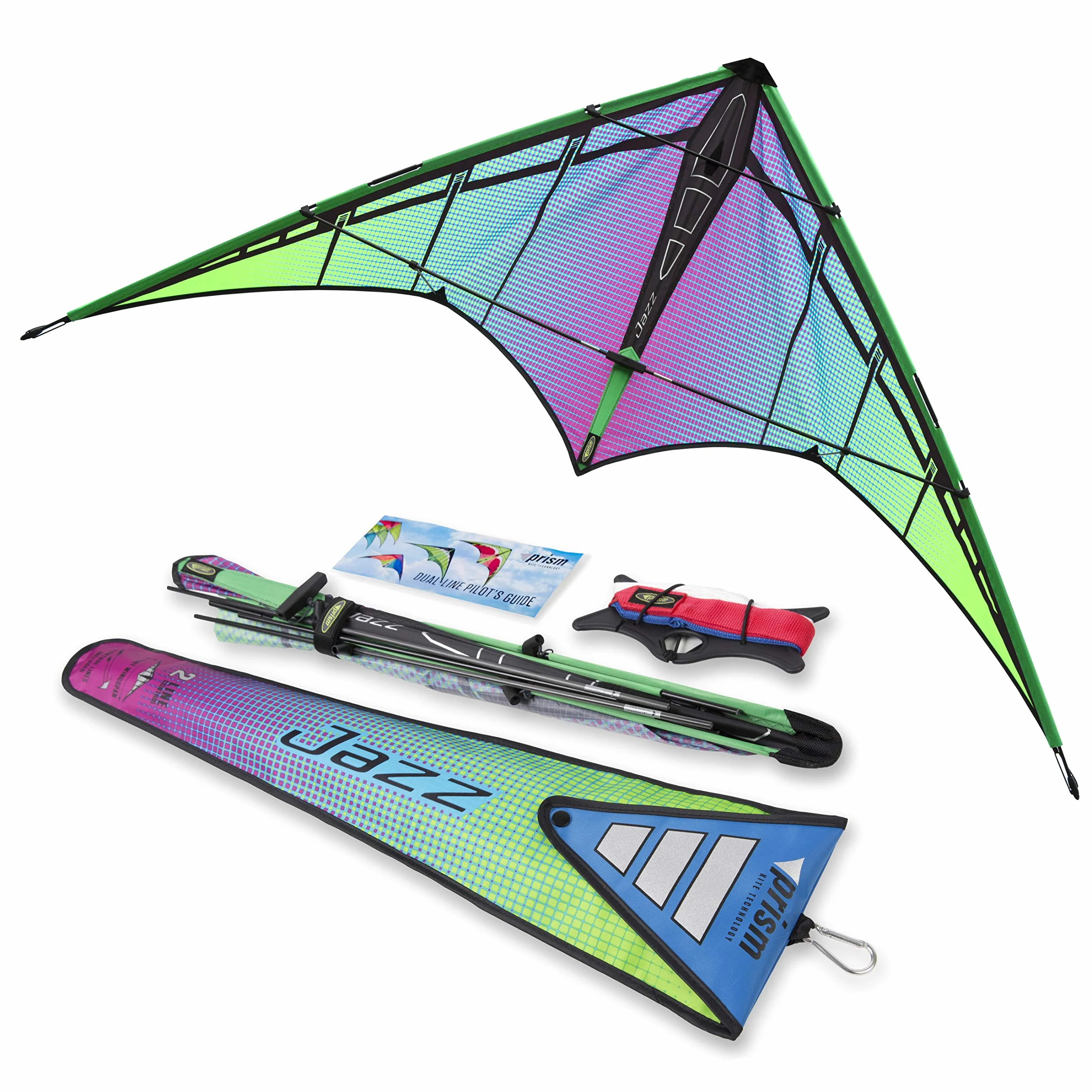 Prism Kite Technology Jazz 2.0 - Aquilone Sportivo a Doppia Linea Pronto per Volare con Linee di Volo, Cinghie da Polso, avvolgitore, Istruzioni (Lingua Italiana Non Garantita) e Custodia