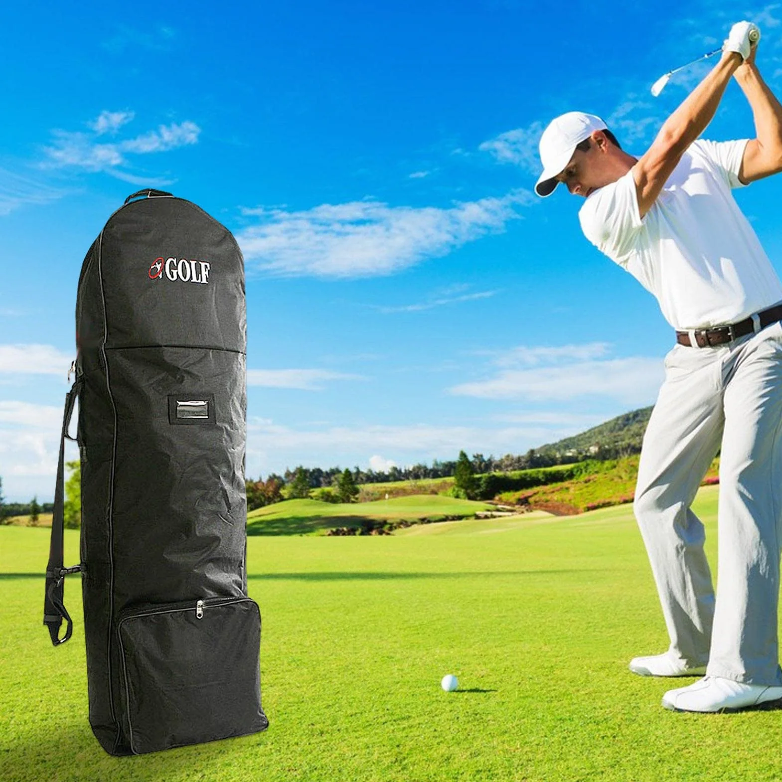 Teksome Borse da Viaggio da Golf - Sacca da Golf da Viaggio con Ruote | Poliestere 600D, Cinturino Regolabile, Custodia da Viaggio per Mazze da Golf, da Viaggio per compagnie aeree