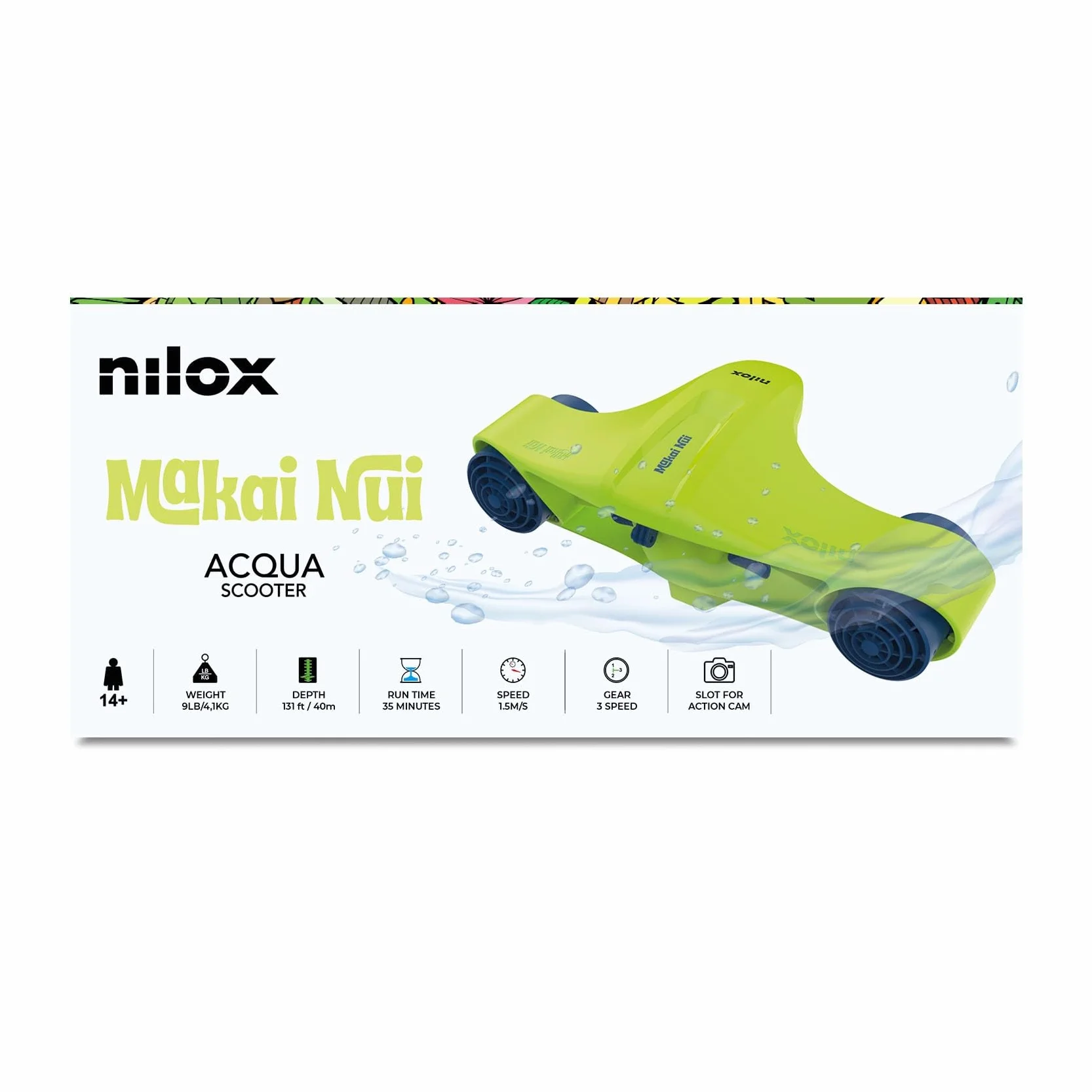 Nilox Scooter Subacqueo Elettrico 40m 35min 3 Rapporti Giallo