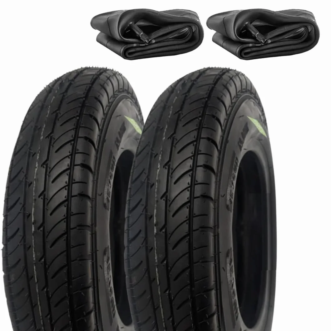 2 Pneumatici 4.00 – 10 + Camere Pneumatici Rinforzati 4 PR TUBE TYPE per ruote Carrello Appendice Rimorchio Barca Gomme 60J