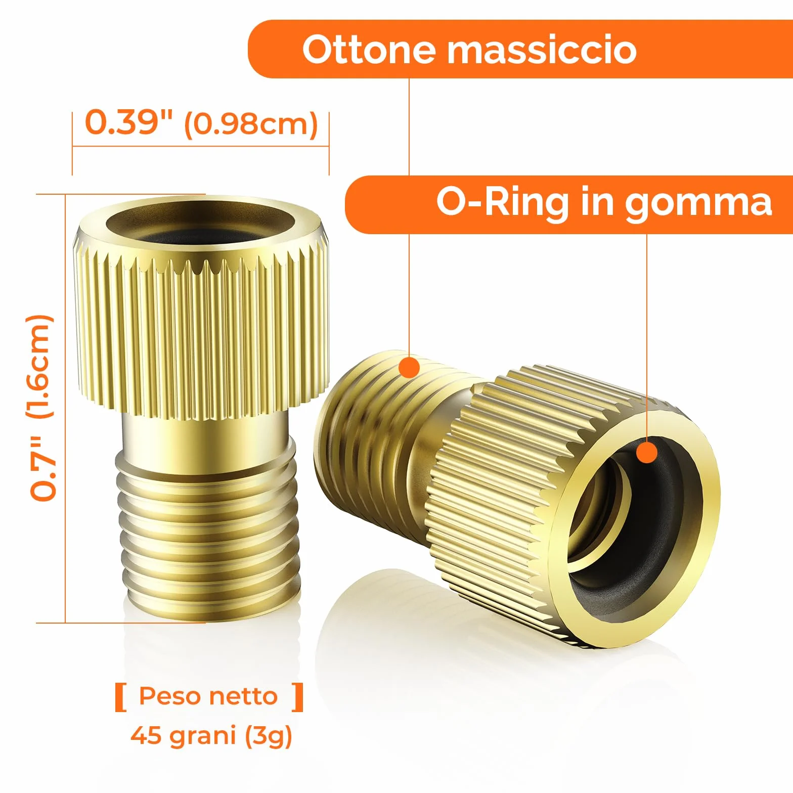 ETENWOLF Adattatore valvola Presta ottone 4 pezzi convertitore Presta-Schrader con 8 tappi