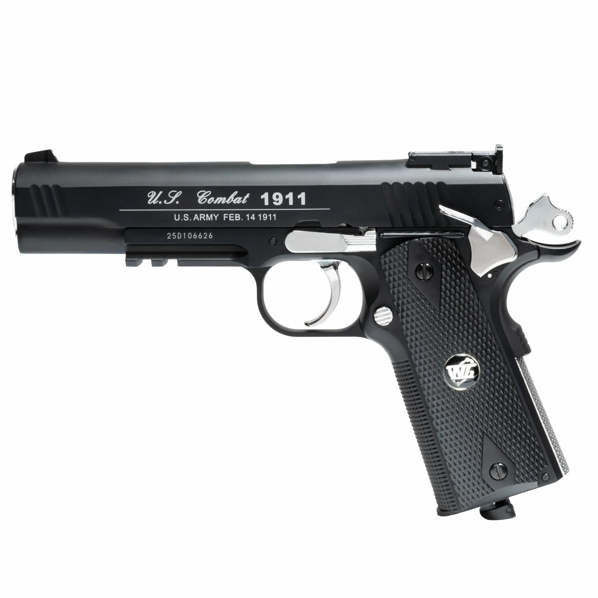 Pistola Softair WG Combat 1911 CO2 Full Metal, 1000 Pallini 6mm, nero