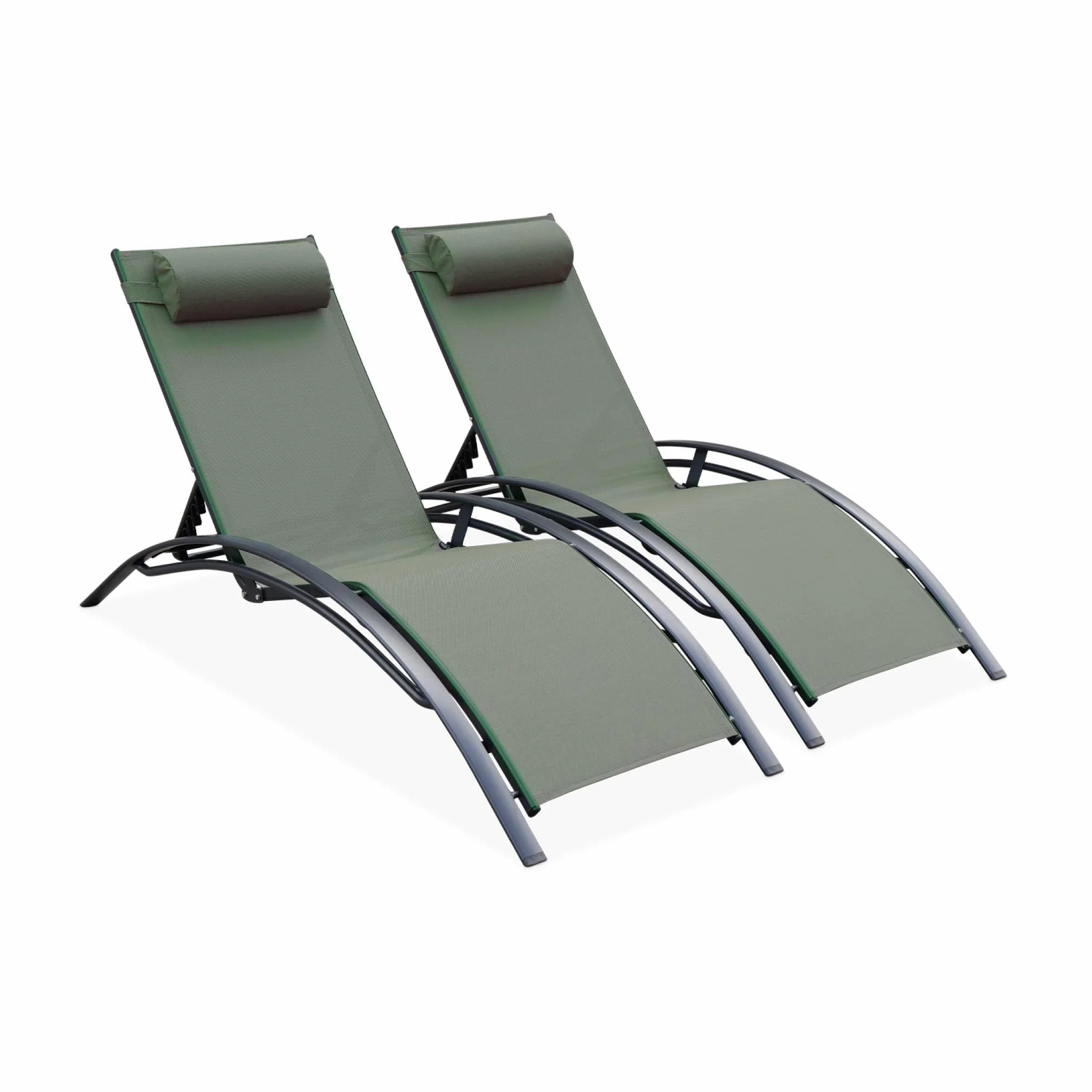 Set 2 sdraio in alluminio textilene multiposizione Antracite - 167x64x82 cm